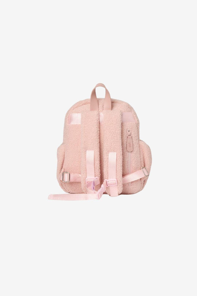 Blush pink children's Ava teddy fleece backpack straps 