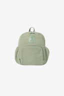 Sage green Ava kids backpack in a teddy fleece fabric 