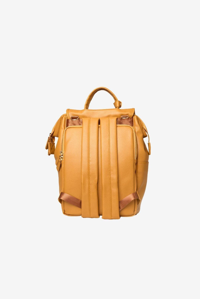 Back view of padded backpack straps with anti theft pocket vegan diaper backpack