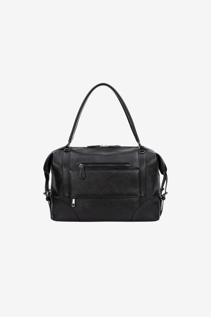 Back view of trolley sleeve on Bambino vegan leather diaper bag 