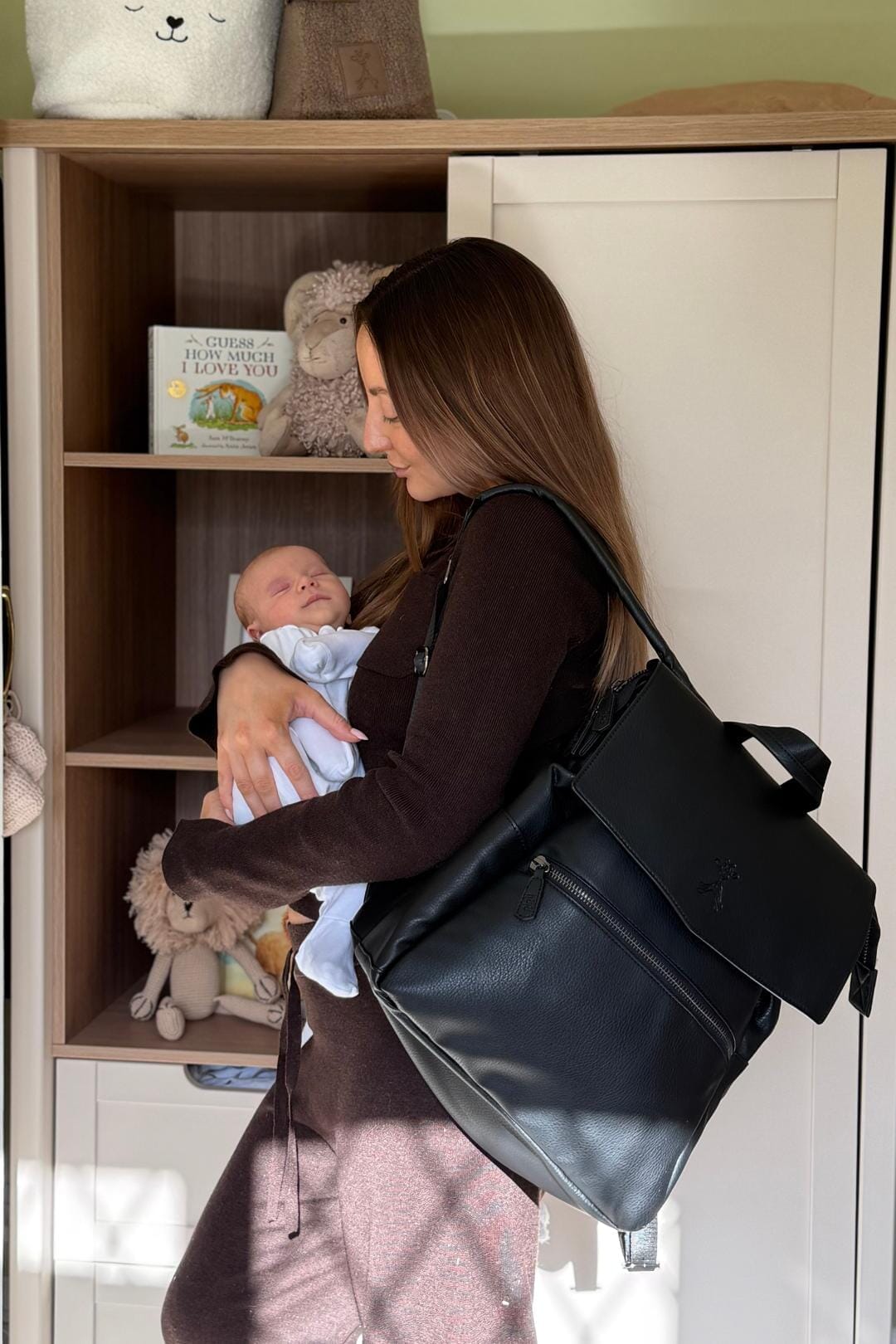 black leather baby backpack Gigil - Luxe Backpack - Black