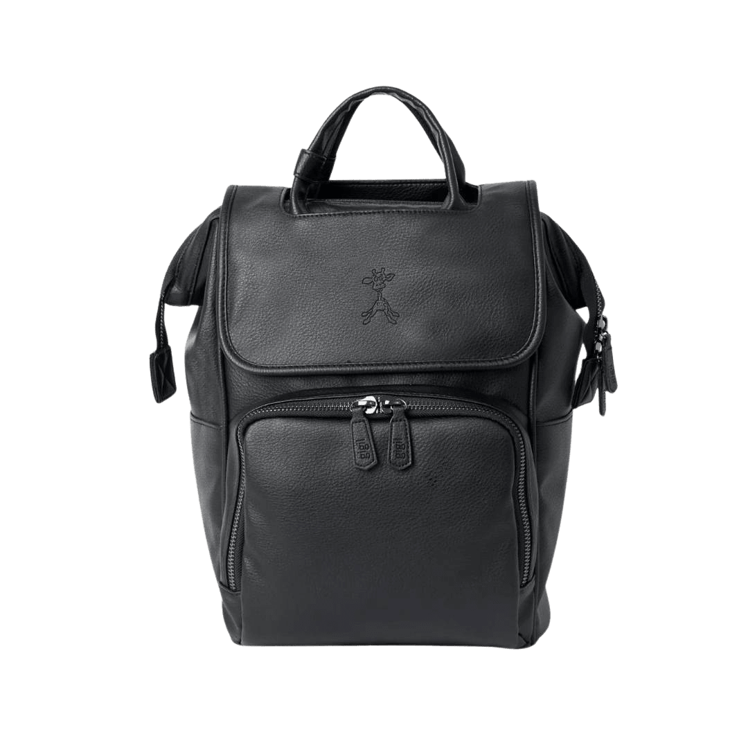 Black leather diaper bag best sale