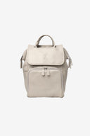 Grey vegan leather changing bag on white background