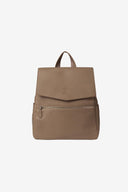 Coffee brown vegan leather baby changing bag on a white background