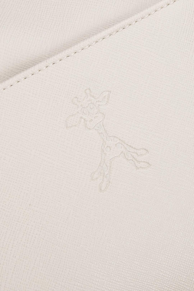 Gigil giraffe logo on beige vegan saffiano leather baby changing backpack 