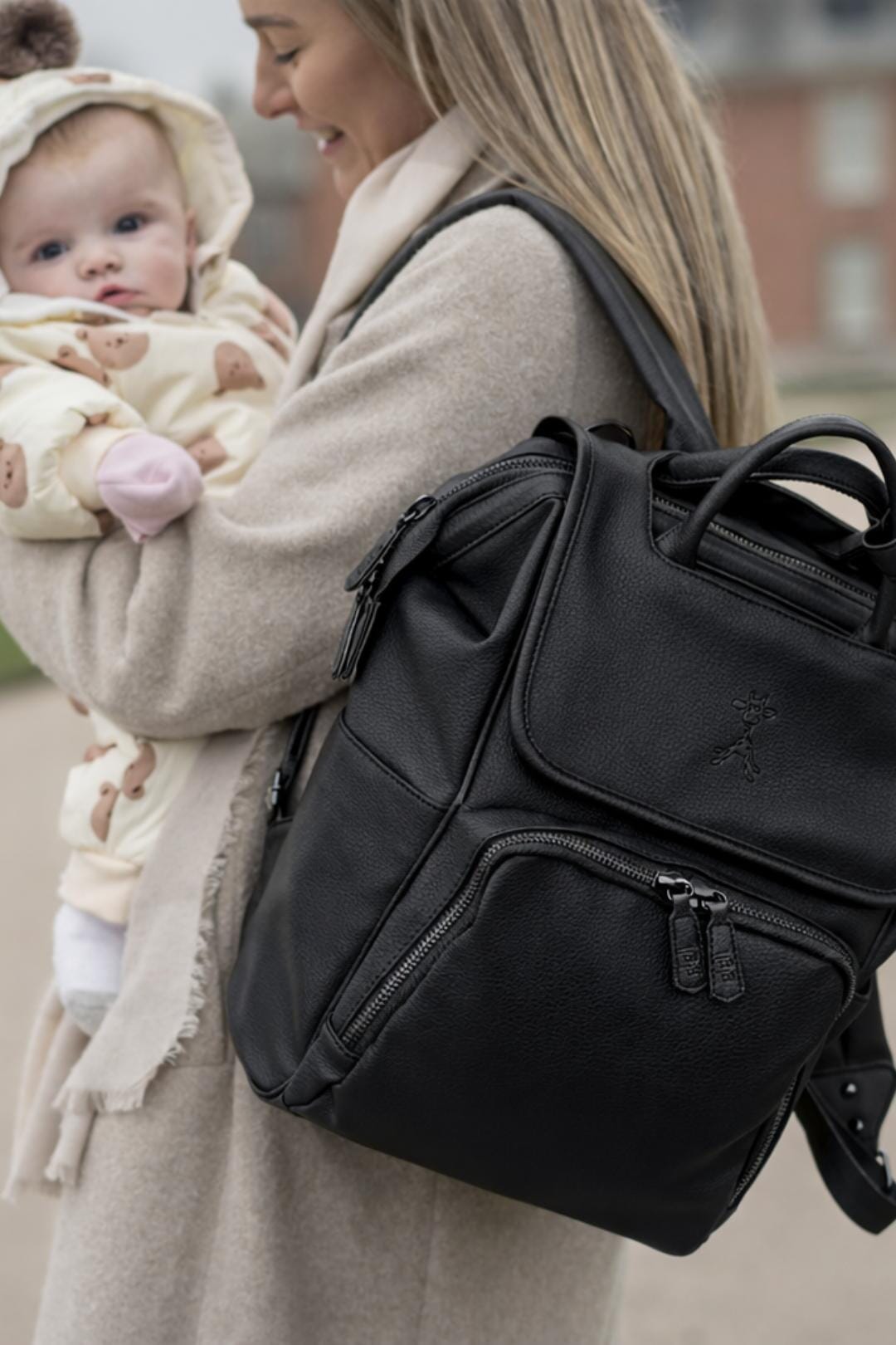 black leather changing backpack Bounty (2.0) Diaper Backpack Mist Grey