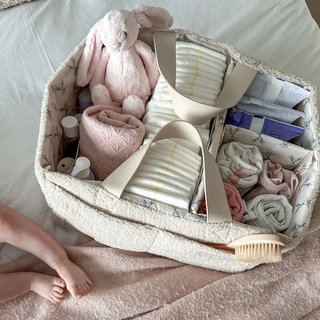 packed beige diaper changing caddy