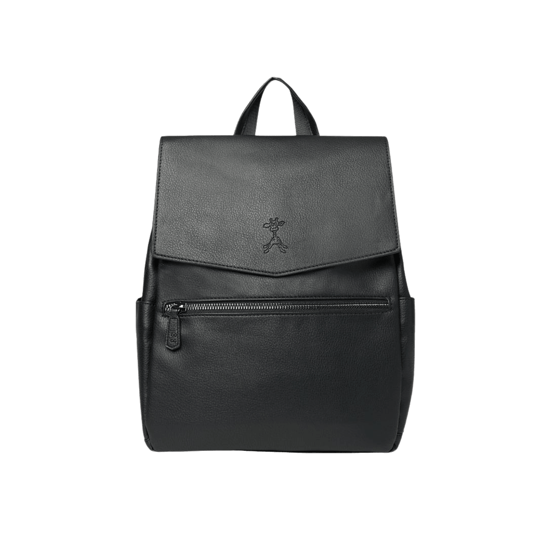 Black leather backpack changing bag sale