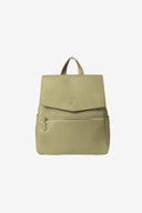 Olive green vegan leather changing bag on a white background