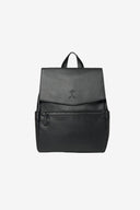 Black vegan leather changing backpack on a white background 
