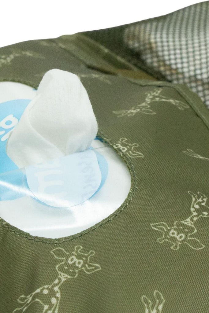 Giraffe print on the Olive Green - Nappy Pouch