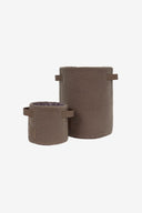Set of two teddy fleece brown storage baskets 