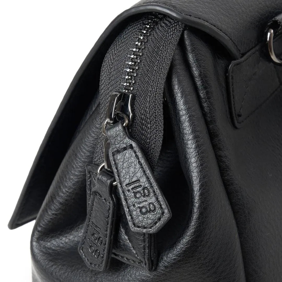 Black leather changing rucksack best sale